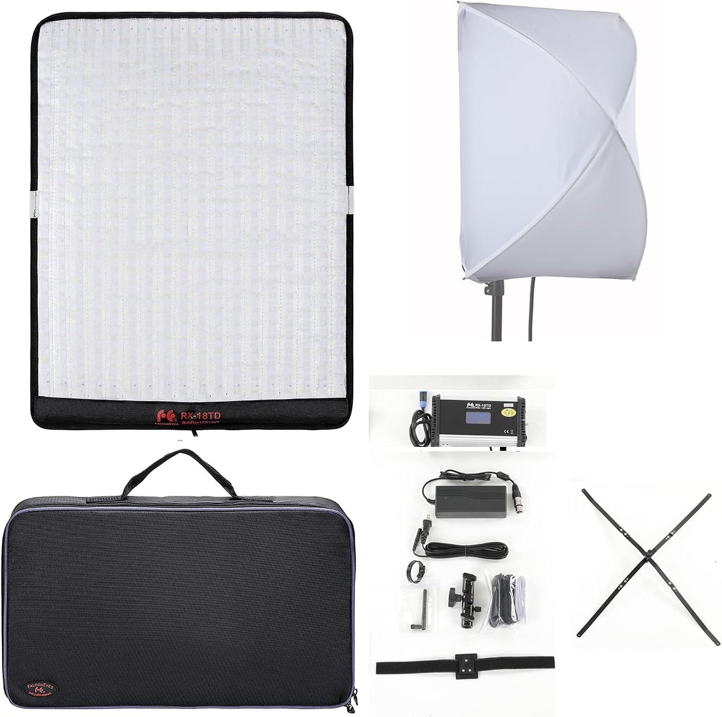 FalconEyes RX-18TD (New Packaging )Bi-Color Dimmable 3000K-5600K 100W Waterproof Flexible Studio Light for Photography (RX-18TD)