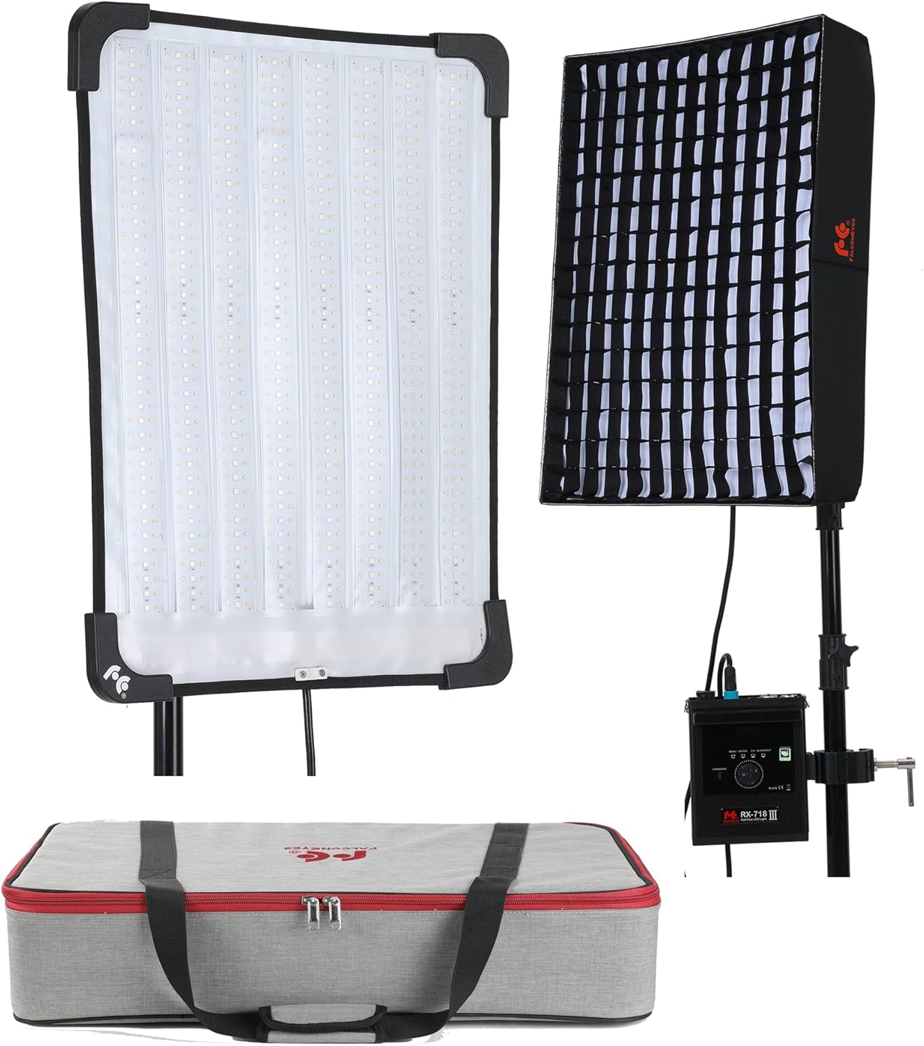 FalconEyes RX-718 III RGB LED Video Light 30W Output Color Temperature 2700K-9999K Roll-Flex LED Light, with 20 Effect Scenes Mode, APP Control