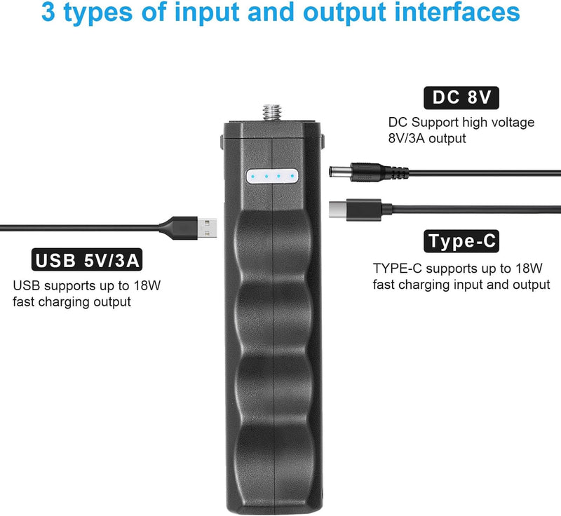 Fomito VB-38W Charging Grip Battery Grip, 6000mAh High-Capacity Lithium Battery, Support DC1 USB/Type-C Output Interface, Multiple Input and Output Protection Mechanisms