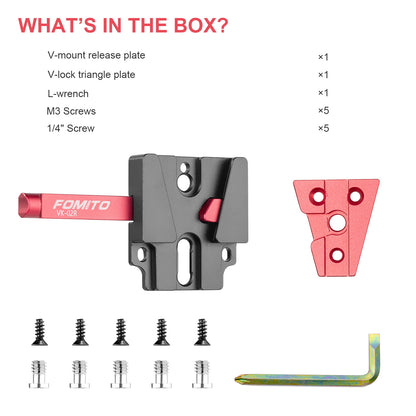 Fomito-VK-02 V Mount Battery Plate V Mount Adapter VK-02 V-Mount V-Lock Base Station Quick Release Plate-F0025/F0026/F0027/F0028
