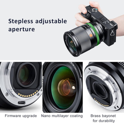 VILTROX 13mm F1.4 f/1.4 e Mount Lens, Super Wide Angle APS-C Prime Lens for Sony e Mount mirrorless Cameras ZV-E10 a600 a6600 a6100 a6000 a7 Black