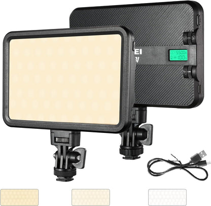 JINBEI P12BI LED Video Soft Light, 119 LEDs, 2700K-7500K, Nine Preset Effects, Studio & Camera Light with USB-C, Tripod & Mount, 2-Hour Battery Life