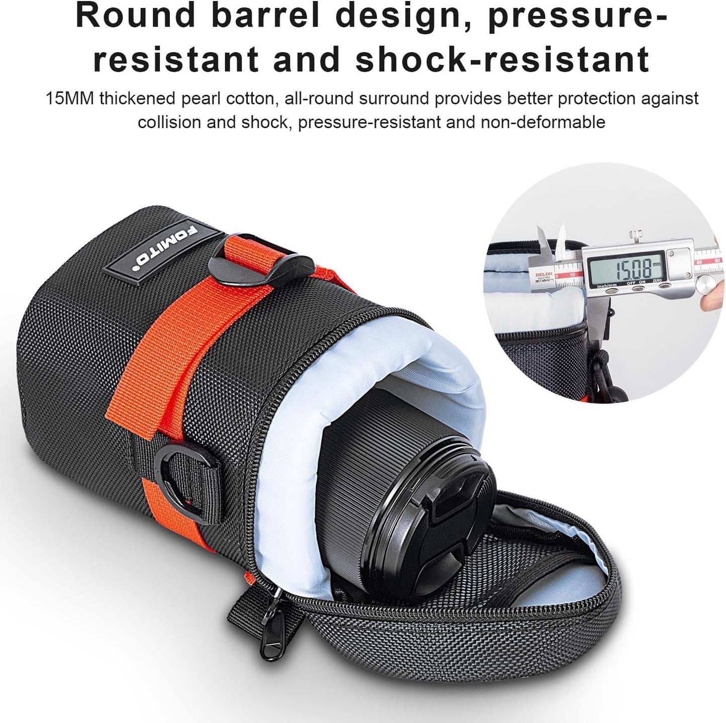 FOMITO-JTB-2g/JTB-2b Camera Lens Case Pouch Bag for Canon EF-S 17-55mm/17-85mm,EF 35mm f2, Nikon AF-S 18-200mm/18-105mm/18-300mm, Fujifilm XF 56mm f1.2 R & More Lens Below 3.94" x 6.1"(D x L) -M size-F0177/F0179