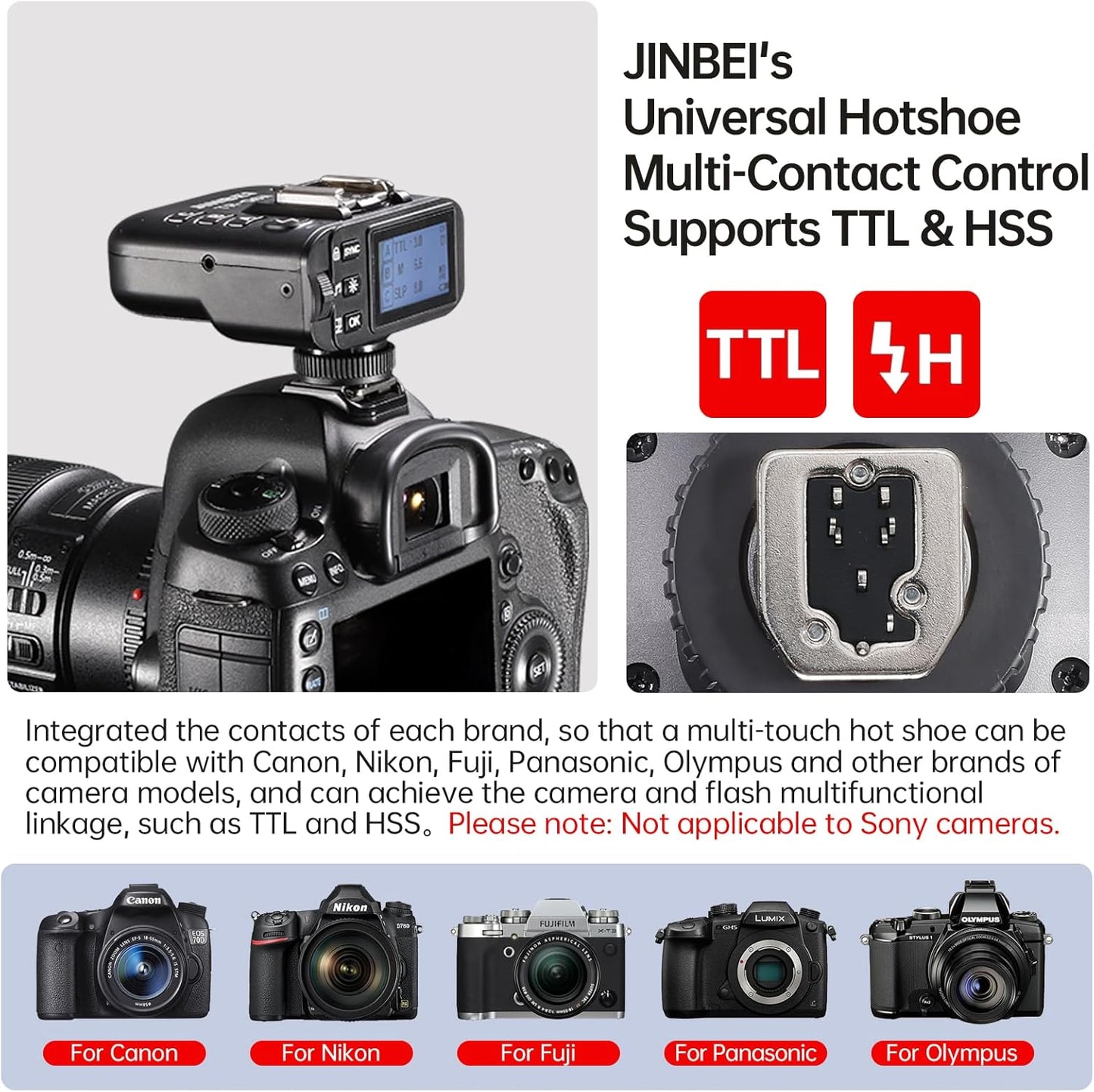 JINBEI TR-Q6II 2.4G Wireless Flash Trigger, Universal Hot Shoe for C/N/F/O/P
