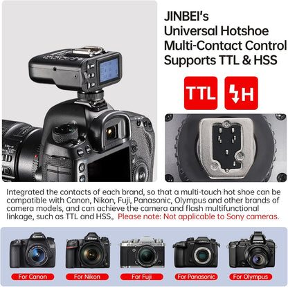 JINBEI TR-Q6II 2.4G Wireless Flash Trigger, Universal Hot Shoe for C/N/F/O/P