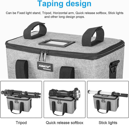 FOMITO-AB-20B Foldable Camera Bag for DSLR/Gimbal/Drone 35x21x20cm Shockproof Case Foam Compartments & Carry Handle-F0188