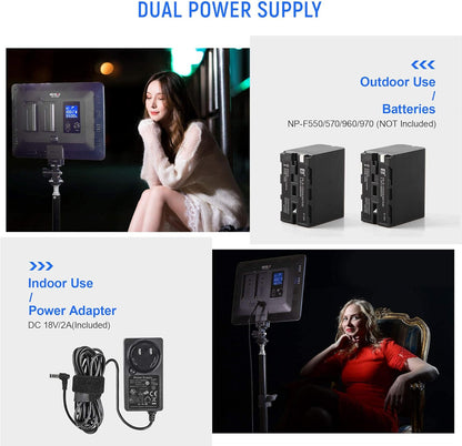 VILTROX 2 Packs LED Video Light kit with Light Stand and Wireless Remote, 30W/2450Lux Dimmable 3300K-5600K LED Panel Lights CRI 95+ for Photography Video Portrait Conference Vlog Streaming（VL-200T）