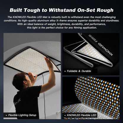 Godox Knowled F600Bi BI-Color Led Video Light Panel with Honeycomb Grid, Foldable Waterproof Flexible LED Mat DMX/CRMX/2.4G/APP Control for Film, Broadcast, Video Production & Photography (4 x 4')
