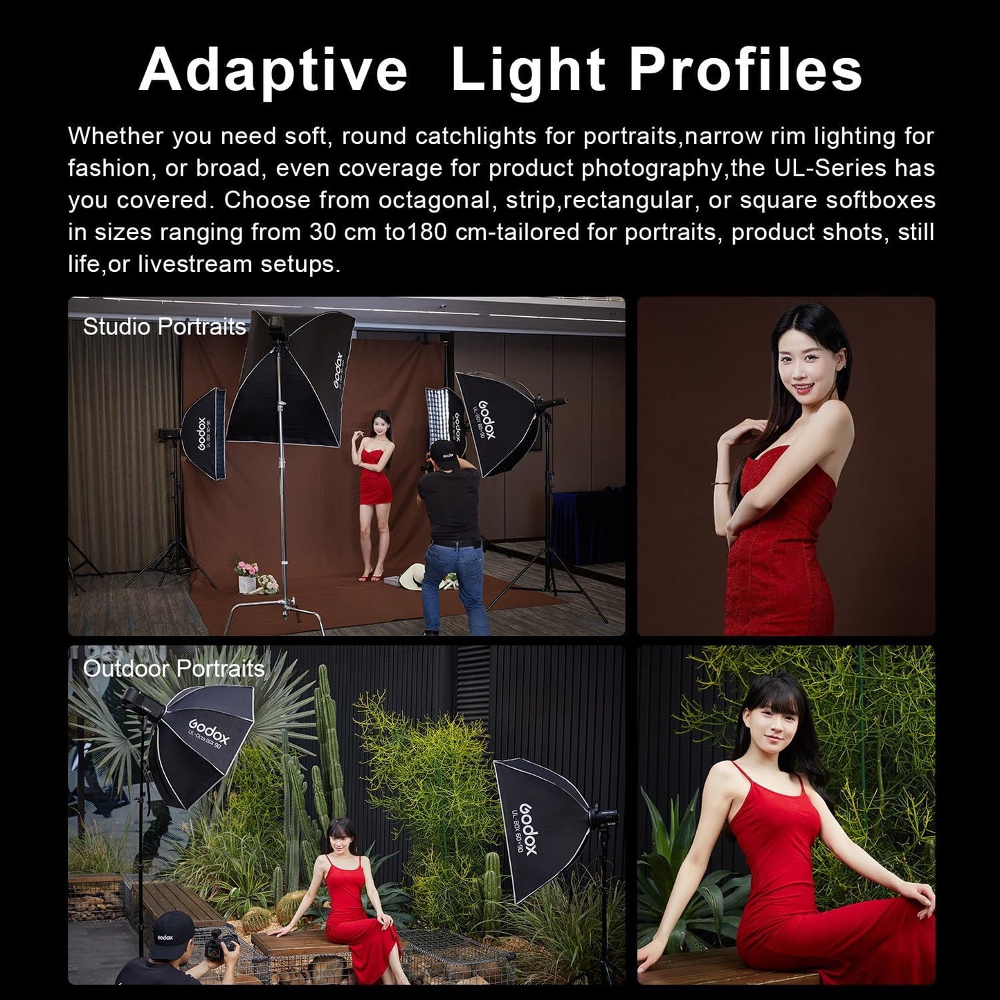 Godox UL-Series Quick Release Umbrella Softbox - 5 Shapes Edge Mask & Bowens Mount for Portraits/Product/Live Streaming, BOX 60x60cm