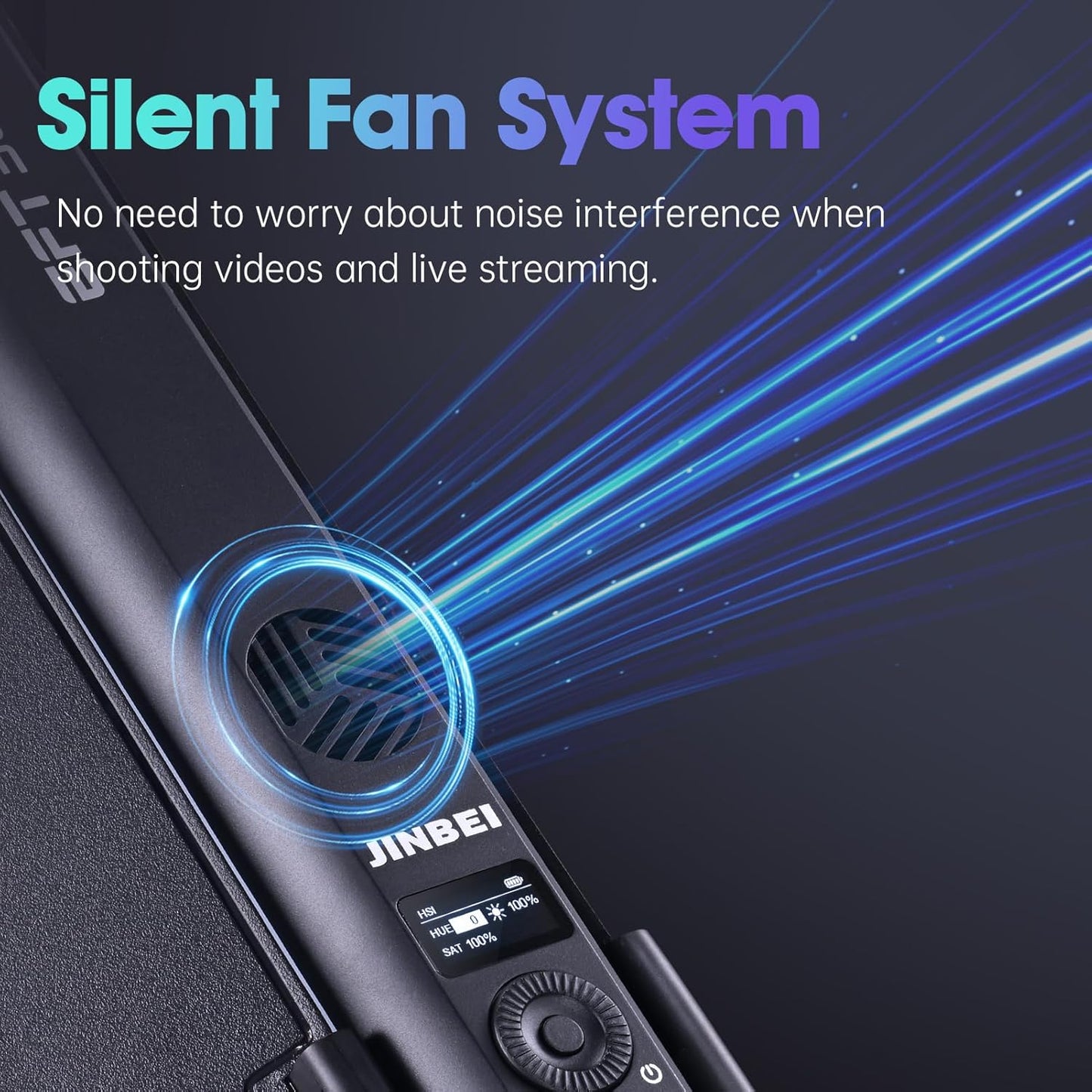 JINBEI EFT-360IIIRGB Handheld LED Light Stick, Light Wand Photography with APP Control & Metal Barndoor, Built-in 3000mAh Battery, 2000K-7500K, TLCI＞98, 26 FX Lighting Effects