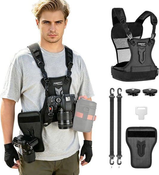 Fomito Pro Dual Camera Harness - Ergonomic Multi-Camera Carrying Vest-F0171/F0172