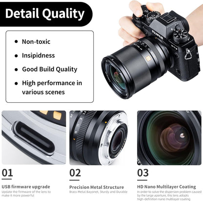VILTROX AF 13mm F1.4 XF Lens for Fuji-X Mount, Large Aperture F/1.4 APS-C Prime Lens for Fujifilm Camera X-A5 X-A7 X-E1 X-E2S X-H1 X-M1 X-PRO2 X-PRO3 X-T1 X-T10 X-T30II X-T100 X-S10 X-H2S X-T5