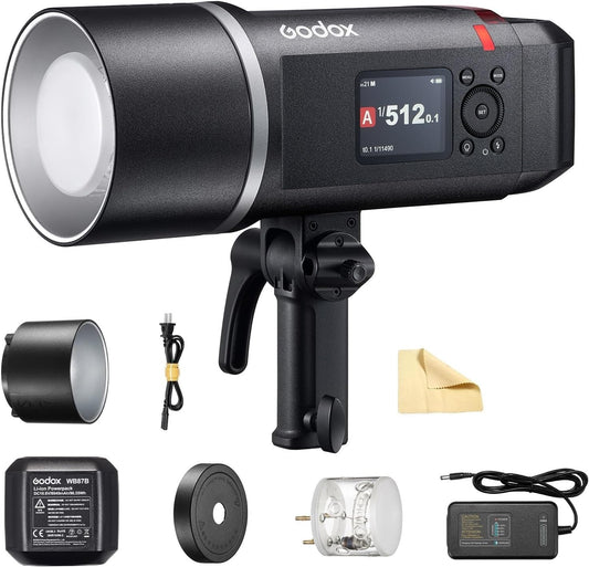Godox AD600BM II Upgraded Godox AD600BM Bowens Mount 600Ws GN87 HSS Outdoor Flash Strobe,1/8000s HSS Speedlite Monolight with 40W Modeling Light,Color Group Indicator,0.01~1.9s Recycle Time