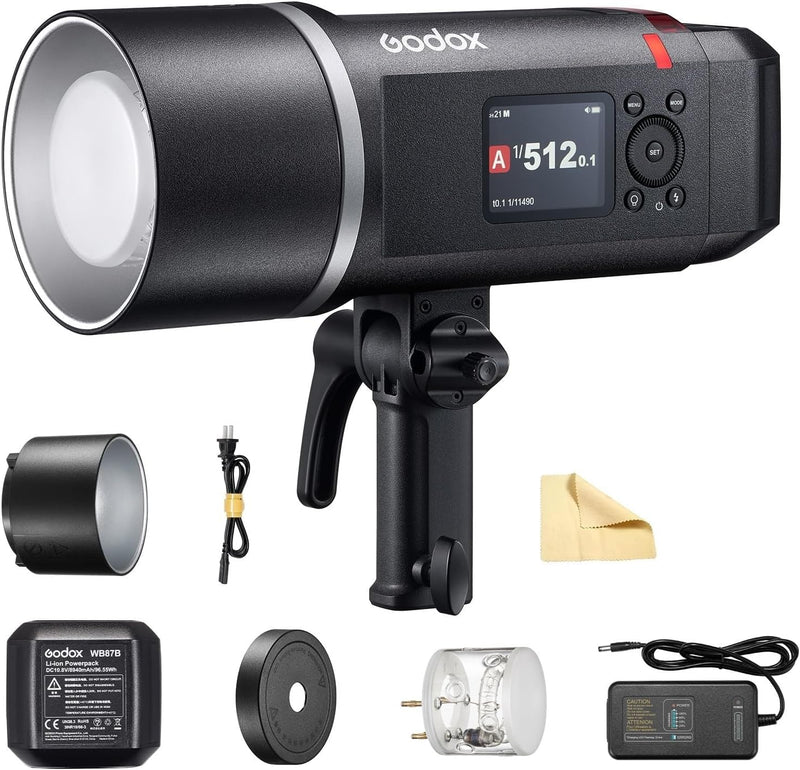 Godox AD600BM II Upgraded Godox AD600BM Bowens Mount 600Ws GN87 HSS Outdoor Flash Strobe,1/8000s HSS Speedlite Monolight with 40W Modeling Light,Color Group Indicator,0.01~1.9s Recycle Time