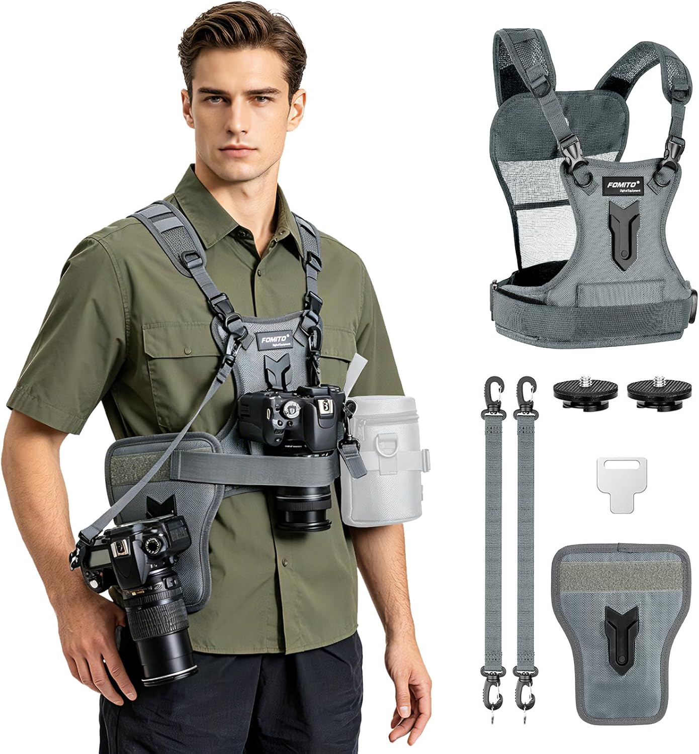 Fomito Pro Dual Camera Harness - Ergonomic Multi-Camera Carrying Vest-F0171/F0172