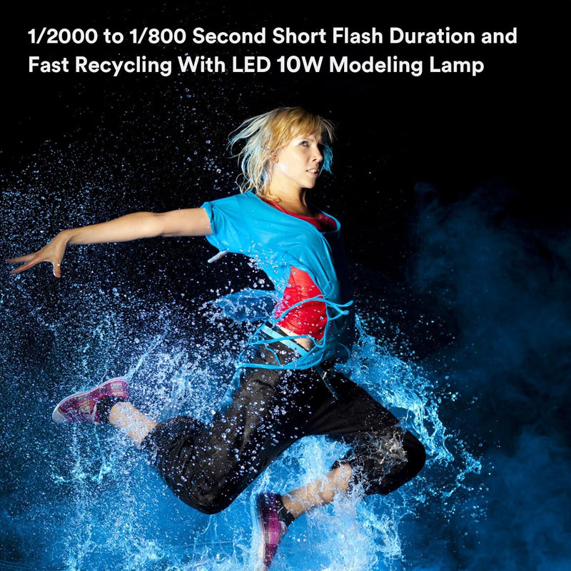 Godox MS200V MS200-V Studio Strobe Flash Light, 200W 110V 2.4G Compact Photography Flash, 10W LED Modeling Lamp, Bowens Mount Monolight for Wedding, Portrait, Product, Studio Shooting