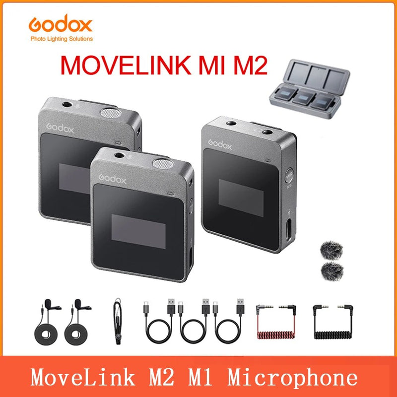 Godox MoveLink M1 M2 Wireless Lavalier Microphone Transmitter Receiver for Phone DSLR Camera Smartphone 2.4GHz Wireless Mic