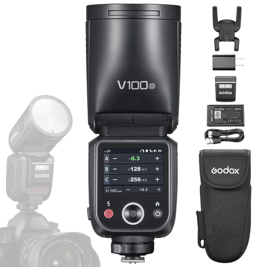 Godox V100C V100S V100N V100F V100O 100Ws TTL Round Head Camera Flash TouchScreen Speedlite for C/N/S/F/O