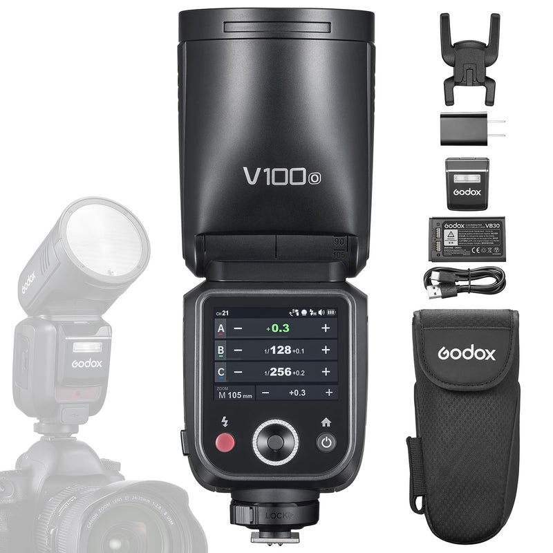 Godox V100C V100S V100N V100F V100O 100Ws TTL Round Head Camera Flash TouchScreen Speedlite for C/N/S/F/O