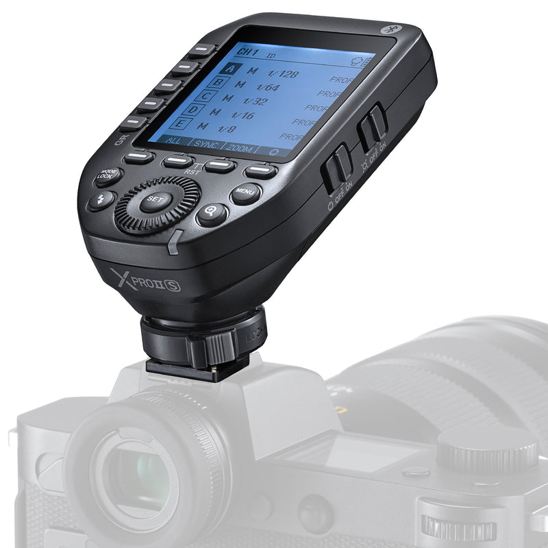Godox XProII-S Wireless Flash Trigger for Sony Cameras, 2.4G TTL Wireless Flash Transmitter HSS 1/8000S, TCM Transform Function, Bluetooth Connection, New Hotshoe Locking, Large LCD Display