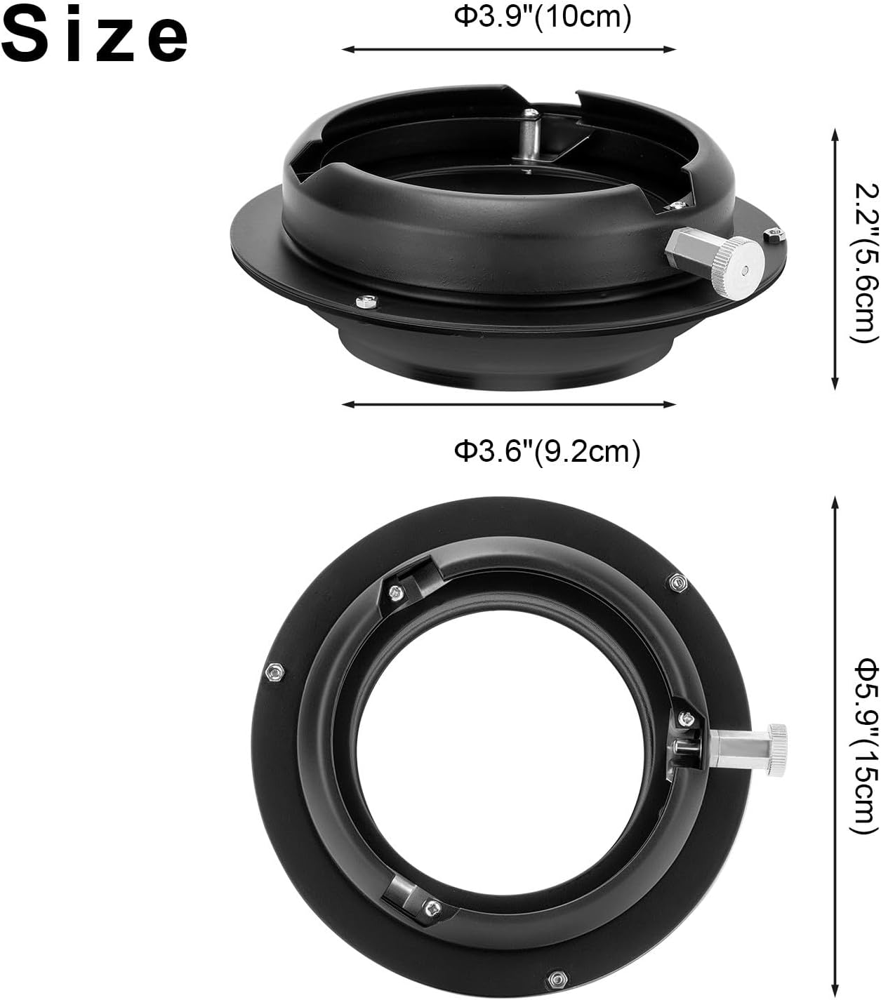 SN-18 Studio Flash Speedring Adapter, 92mm/90mm Inner Ring Universal Bowens Adapter for Godox Studio Strobes & Monolights, Camera Lighting Accessories