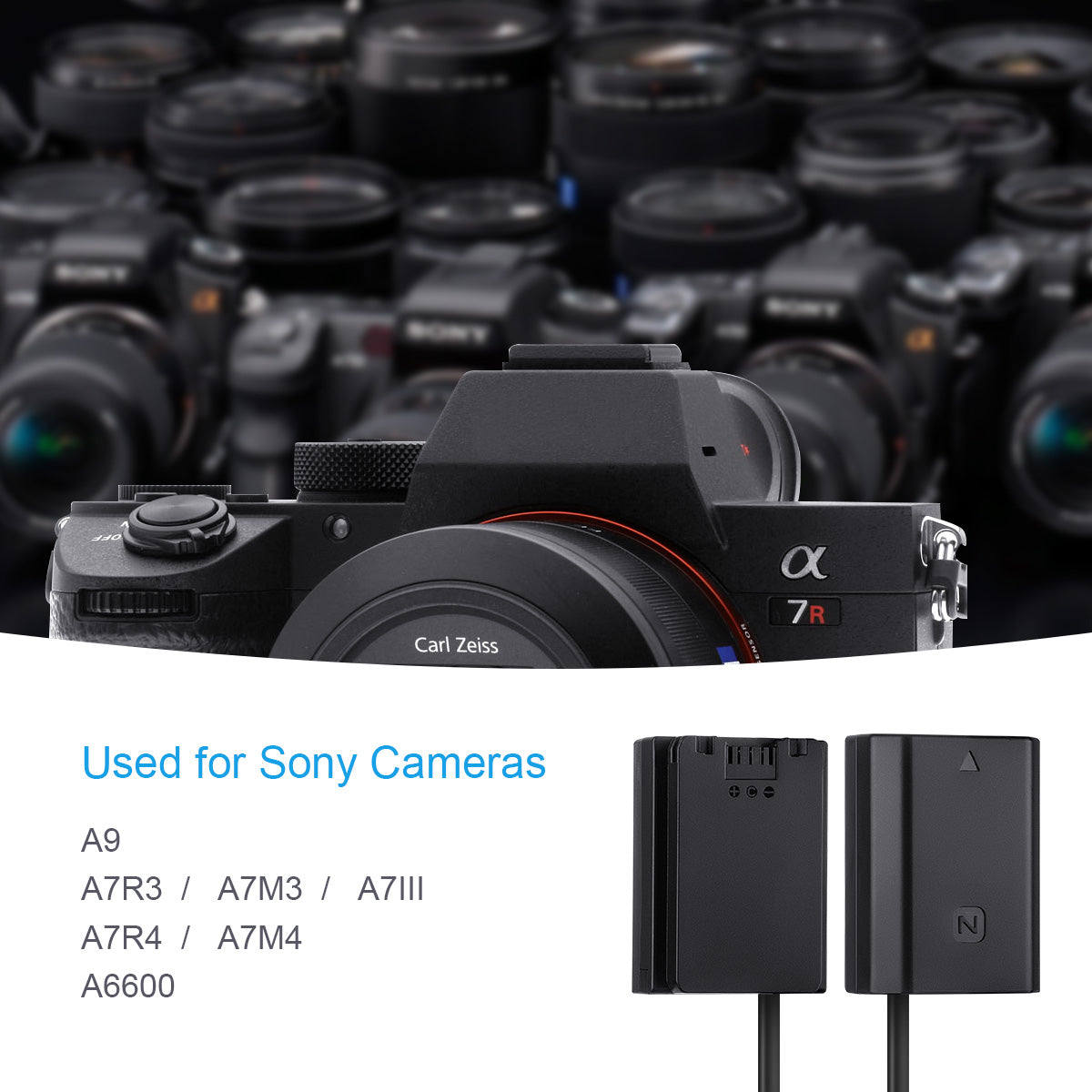 Fomito NP-FZ100 D-Tap Port Power Adapter Replacement for Sony Battery Charger A7R4 A7R3 A9 A6600