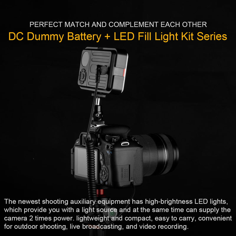 Fomito 4800mAh Built-in Battery Video Light + DR-E6 Dummy Battery DC Coupler LP-E6 For Canon Cameras