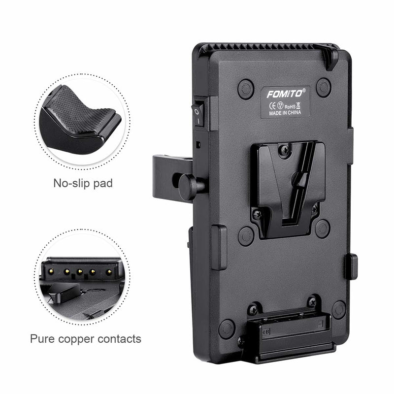 Fomito V-Lock V Mount Battery Adapter Plate with Super Clamp with D-TAP/DC/USB Power Output