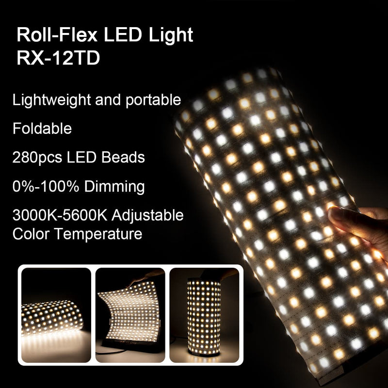 Falcon Eyes 50W Photo Light Waterproof Portable LED 280pcs Flexible LED Panel Light Mat Lamp RX-12TD