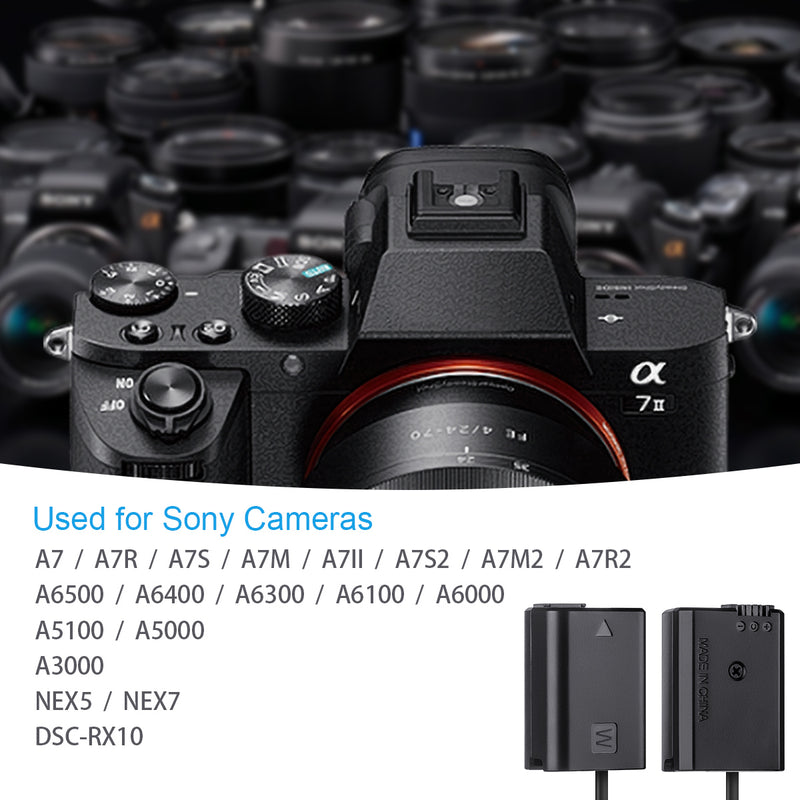 Fomito Sony FW50 Dummy Battery DC Port Fully decoded 8V for A7 A7R A7S A7R2 A6500 A5100 A3000 Nex5