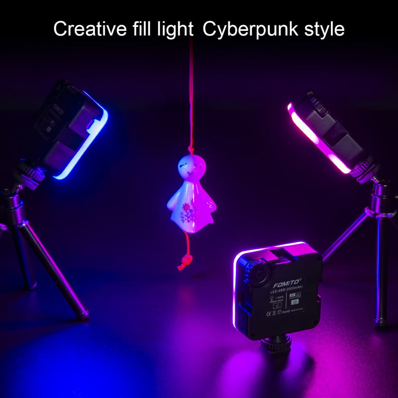 Fomito Mini RGB Multifunction LED Color Fill Light LED-68Ri 72 Pcs LED AA Batteries Chargeable