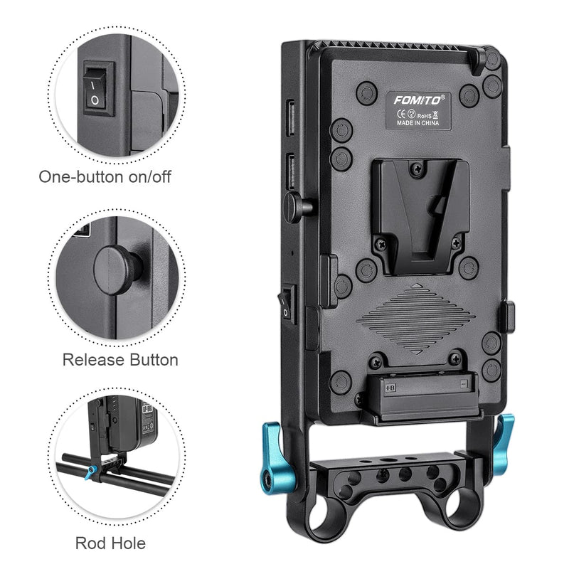 Fomito Battery Adaptor 6 in 1 Expansion Port For V Mount Batteries Camera Bracket Camera DSLR Cage