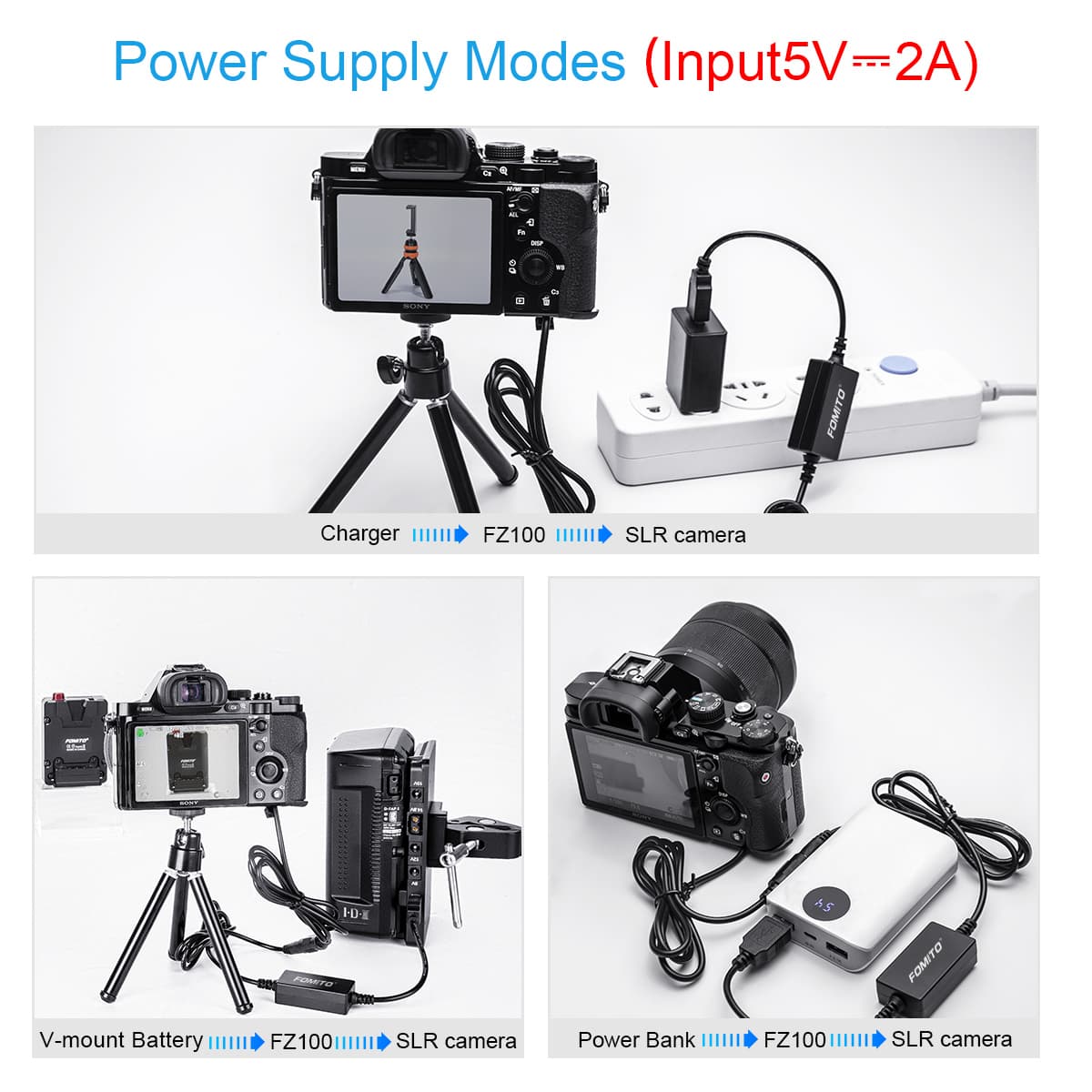 Fomito Sony FZ100 Dummy Battery USB Mount Fully decoded dummy battery 5V 2A