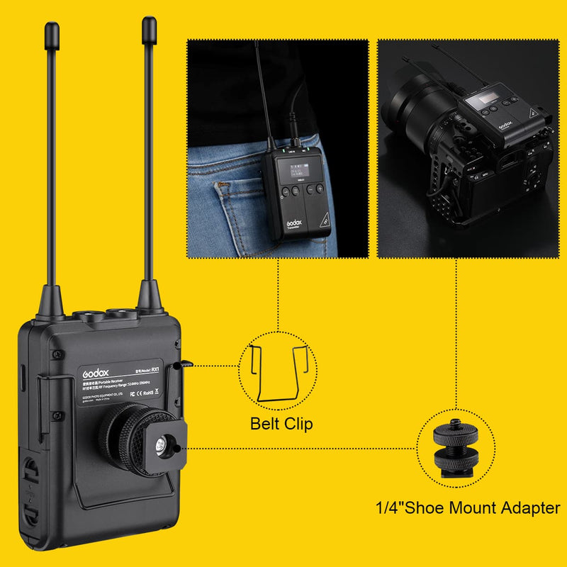 Godox UHF Portable Real-time Monitoring Wireless Lavalier Microphone Kit WMicS1 Kit Adjustable RF