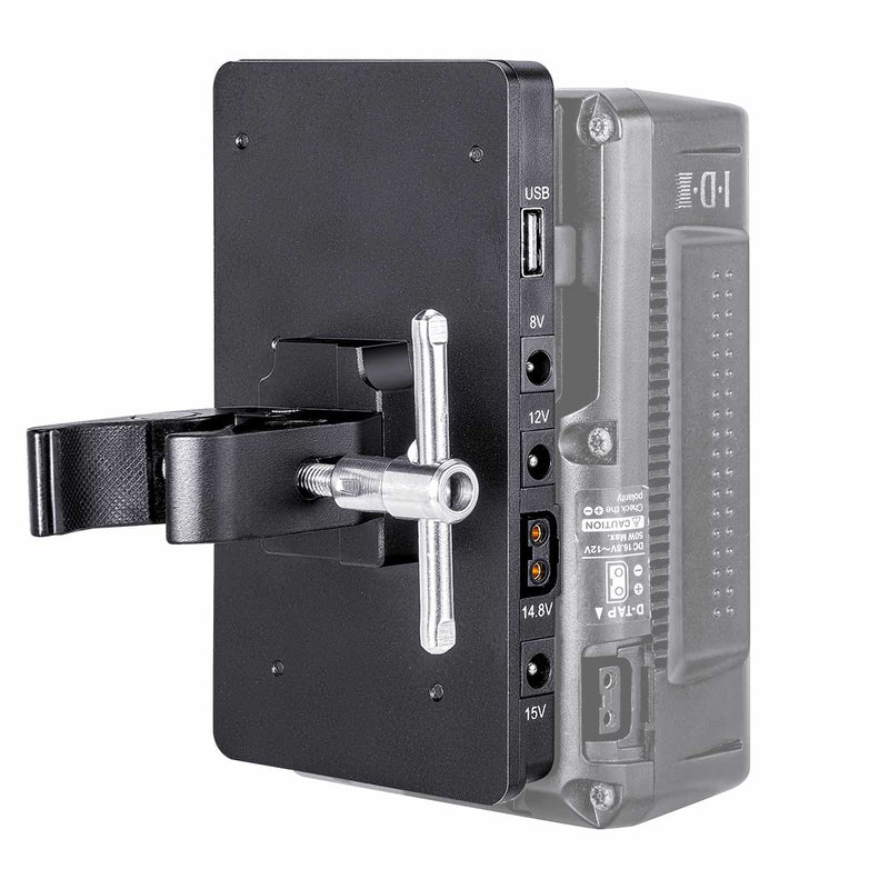 Fomito V-Lock V Mount Battery Adapter Plate with Super Clamp with D-TAP/DC/USB Power Output