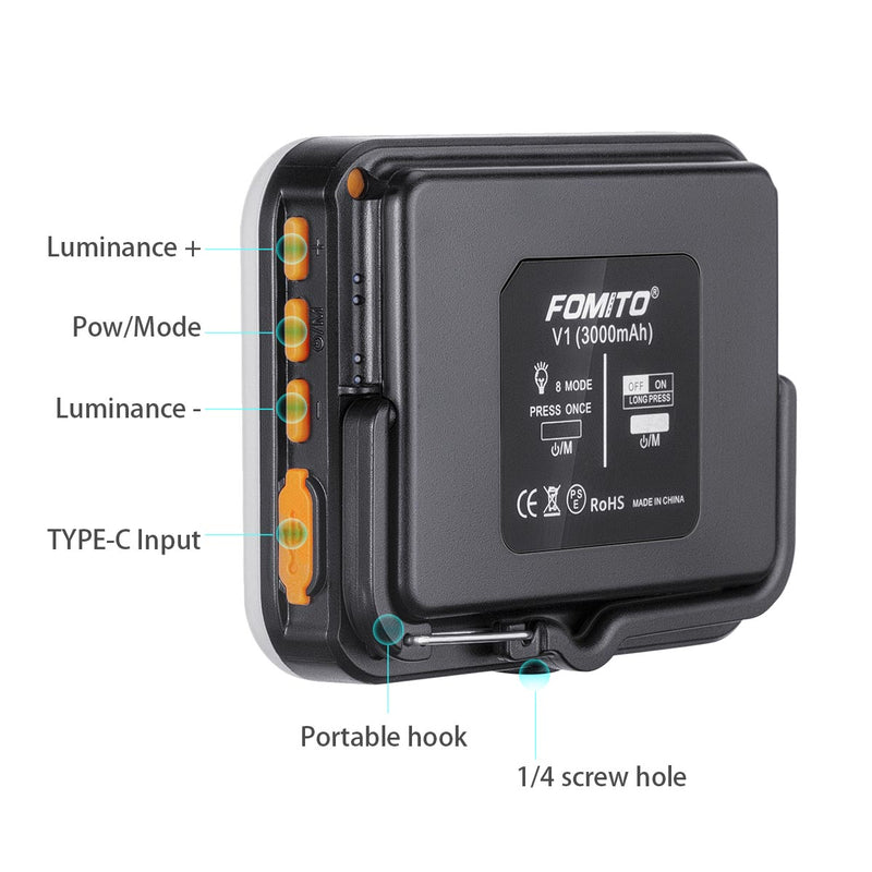 Fomito Mini LED Light IP65 Waterproof Dust-proof Magnet RGB LED KIT 3200K-6500K 8 Grades Modes
