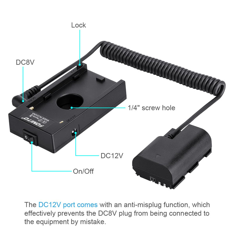 Fomito NP-F970 F750 F770 F550 Battery Adapter Replacement ACK-E6 AC-E6 LC-E6 to LPE6 Dummy Battery