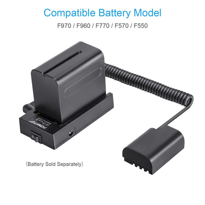 Fomito NP-F970 F960 F750 F770 F550 Battery Adapter Replacement DMW-AC8 AC to DMW-BLF19 Dummy Battery