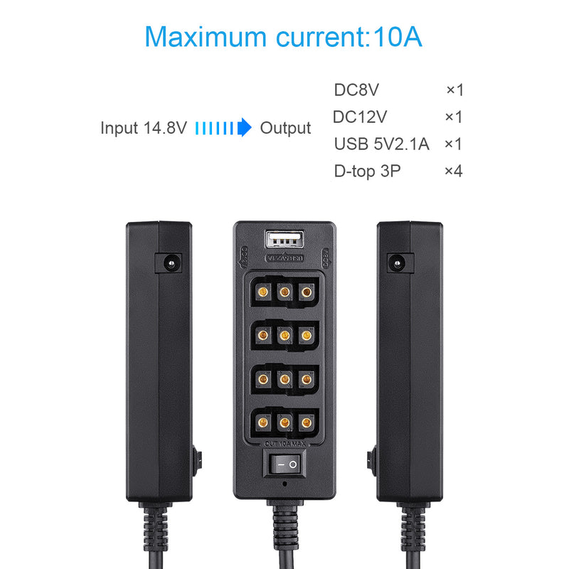 Fomito 7x Output Port D-tap Splitter Cable Universal Multiple Socket for V-mount BMPCC 4K 6K