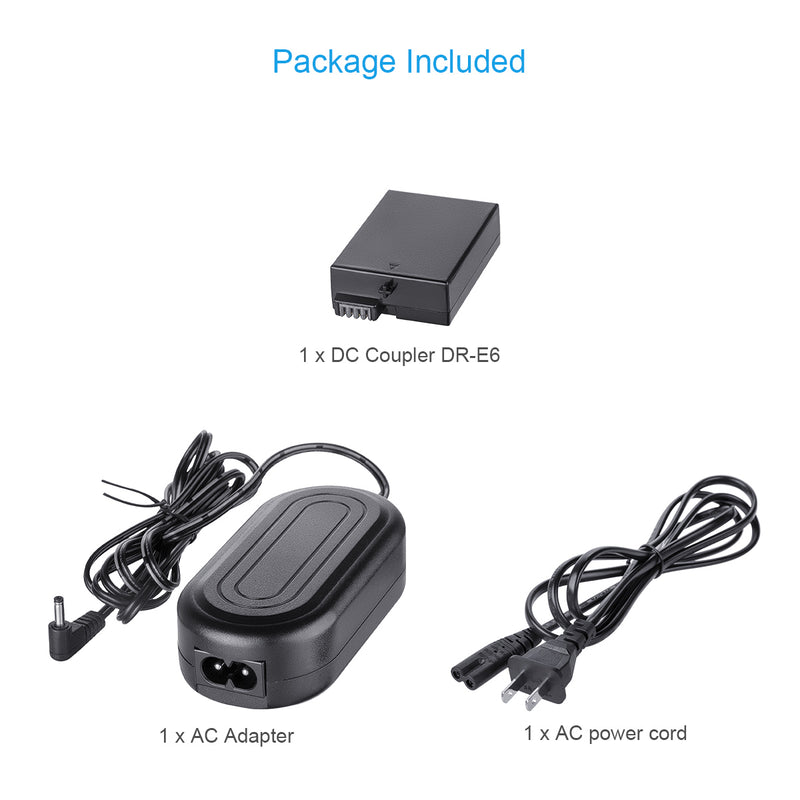 Fomito ACK-E8 AC Power Adapter + DR-E8 DC Coupler for Canon EOS Rebel T4iKiss X5 Kiss X4 700D DSLR