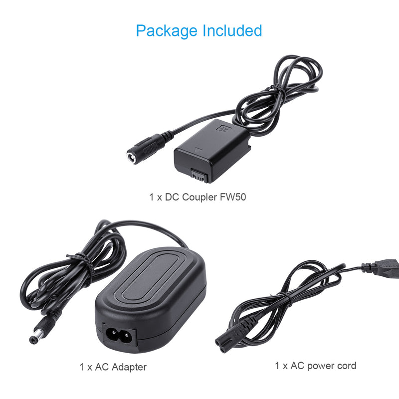 Fomito AC-PW20 Camera AC Adapter Charger Kit with NP-FW50 Dummy Battery for Sony Alpha NEX5 NEX7 A7