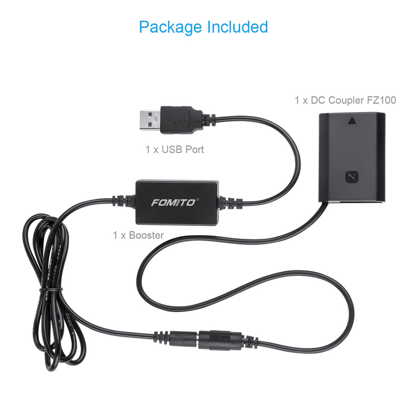 Fomito Sony FZ100 Dummy Battery USB Mount Fully decoded dummy battery 5V 2A