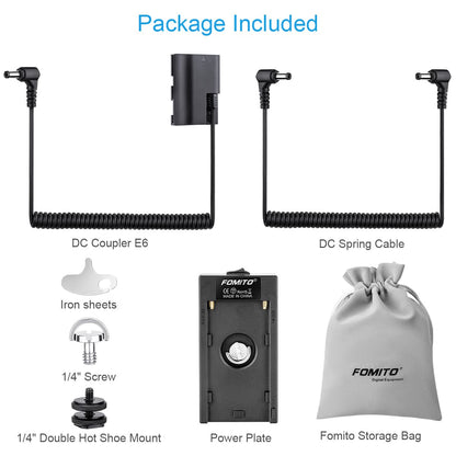 Fomito NP-F970 F750 F770 F550 Battery Adapter Replacement ACK-E6 AC-E6 LC-E6 to LPE6 Dummy Battery
