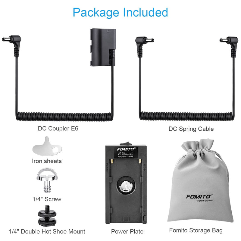 Fomito NP-F970 F750 F770 F550 Battery Adapter Replacement ACK-E6 AC-E6 LC-E6 to LPE6 Dummy Battery