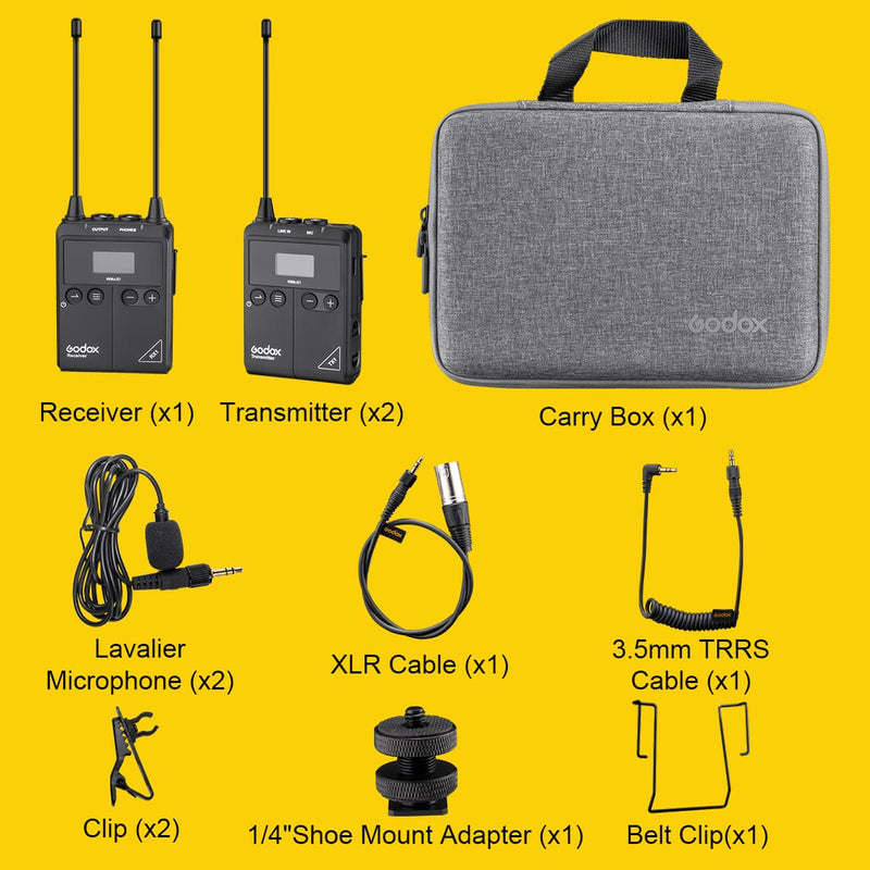 Godox UHF Portable Real-time Monitoring Wireless Lavalier Microphone Kit WMicS1 Kit Adjustable RF