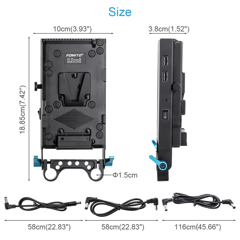 Fomito Battery Adaptor 6 in 1 Expansion Port For V Mount Batteries Camera Bracket Camera DSLR Cage