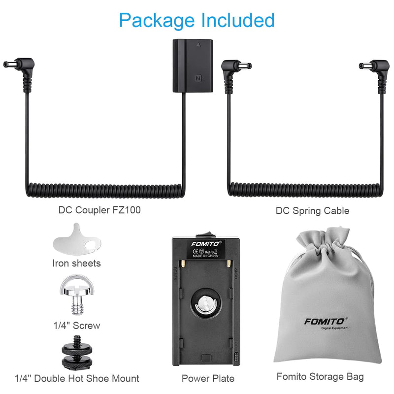 Fomito NP-F970 Battery to NP-FZ100 Dummy Battery Adapter Plate Sony A9 A7R3 A7M3 A7III A7R4 Cameras