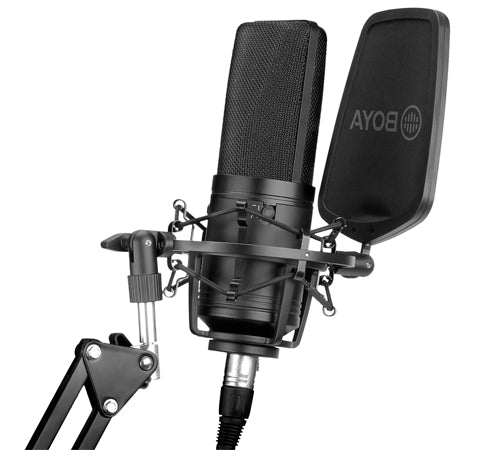 BOYA BY-M1000 Large Diaphragm Broadcast-quality Condenser Microphone with Shockmount & Pop Filter