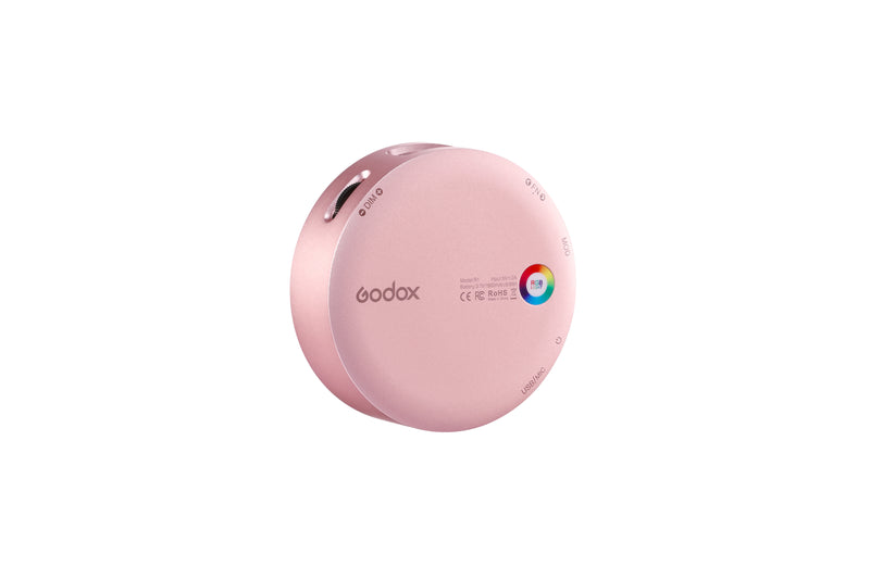 Godox R1 Magnetic Round RGB Mini Creative LED Light 2500-8500K CRI98 with Velcro& Lithium Battery