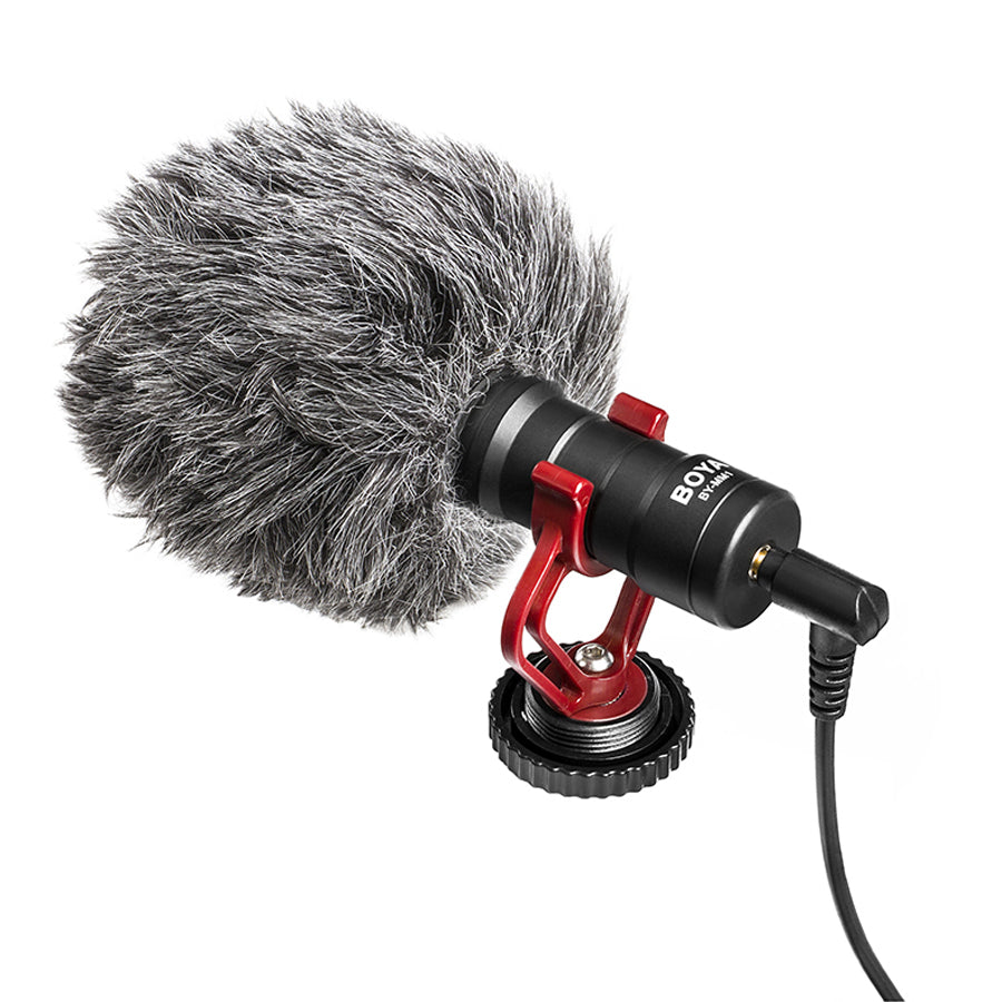 BOYA BY-MM1 Cardioid Microphone No battery required   Professional furry windshield included Rugged metal construction